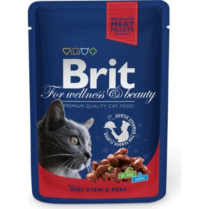 Паучи Brit Premium Cat Beef Stew&Peas с говядиной и горошком для кошек