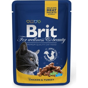 Паучи Brit Premium Cat Chicken&Turkey с курицей и индейкой для кошек