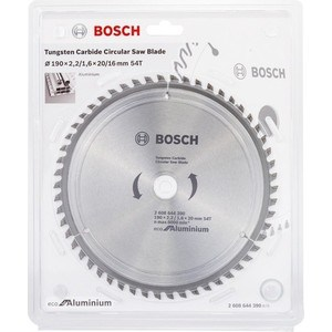 Диск пильный твердосплавный Bosch ECO AL 190x30-54T (2.608.644.389) по алюминию