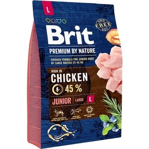 Сухой корм Brit Premium by Nature Junior L Hight in Chicken с курицей для молодых собак крупных пород 3кг (526420)