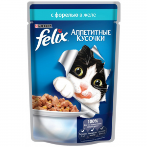 Корм для кошек FELIX с форелью в желе