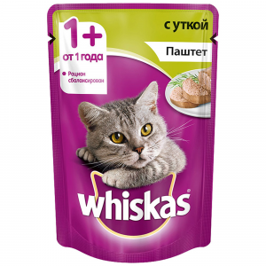 Корм для кошек Whiskas от 1 года паштет с уткой