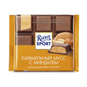 Шоколад Ritter Sport "Карамельный мусс с миндалем" молочный