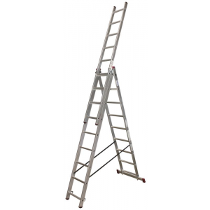 Алюминиевая трехсекционная лестница 3х9 krause corda 013392