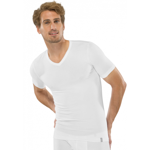 Модная мужская футболка из хлопка белого цвета SCHIESSER 205429шис Белый