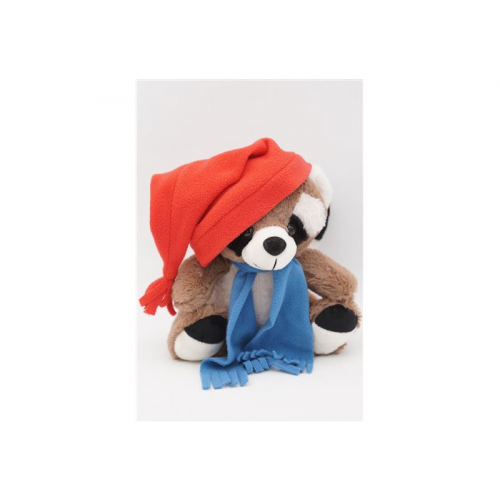 Мягкая игрушка Unaky Soft Toy Енот Крош в красном колпаке с кисточкой и голубом шарфе 26 см
