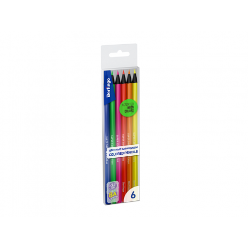 Набор цветных флуоресцентных карандашей Berlingo "SuperSoft Fluo" 6 цв трехгранные заточенные Brg-SSF0506