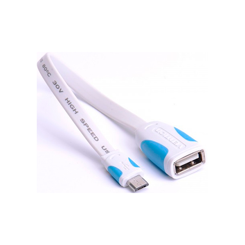 Адаптер переходник Vention OTG USB 2.0 AF/micro B 5pin плоский - 0.1 м Белый