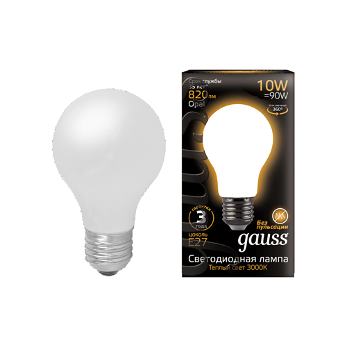 Лампа GAUSS LED Filament A 60 OPAL E 27 10 W 820 lm 2700К 1/10/40 102202110