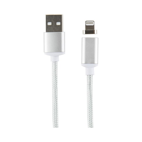 Кабель магнитный Red Line USB-8-pin для Apple нейлоновая оплетка серебристый