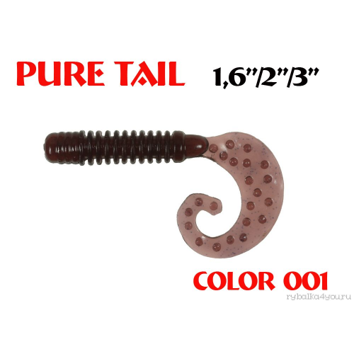 Твистеры Aiko Pure tail 1.6" 40 мм / 0,57 гр / запах рыбы / цвет - 001 (упаковка 12 шт)