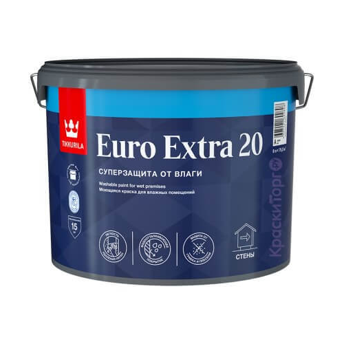 Краска для влажных помещений Tikkurila Euro Extra 20 / Тиккурила Евро Экстра 20 полуматовая