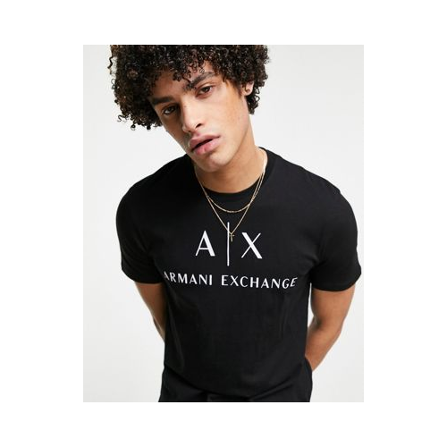 Черная футболка с логотипом Armani Exchange-Черный цвет