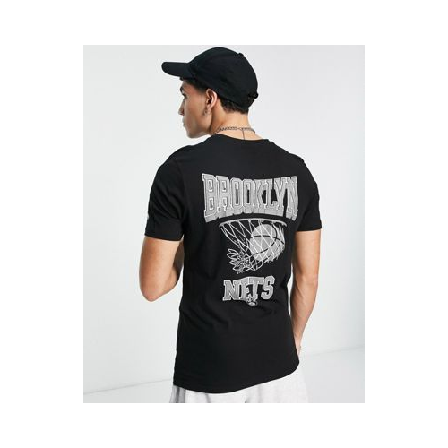 Черная футболка с принтом баскетбольного кольца и символики клуба "Brooklyn Nets" New Era