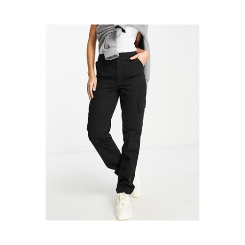 Черные узкие брюки с завышенной талией в стиле милитари ASOS DESIGN-Черный цвет