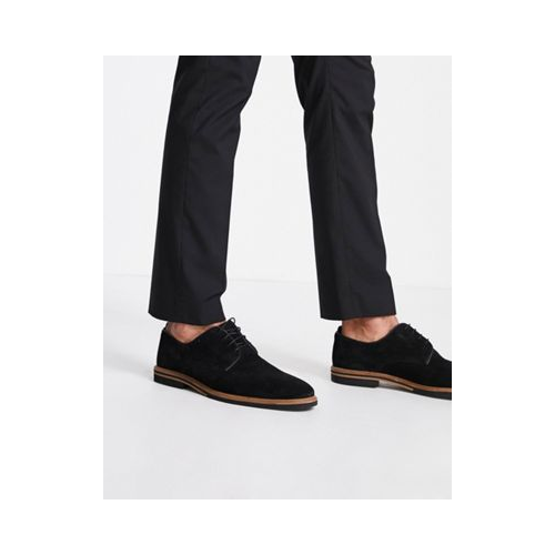 Черные замшевые туфли на шнуровке с контрастной подошвой ASOS DESIGN