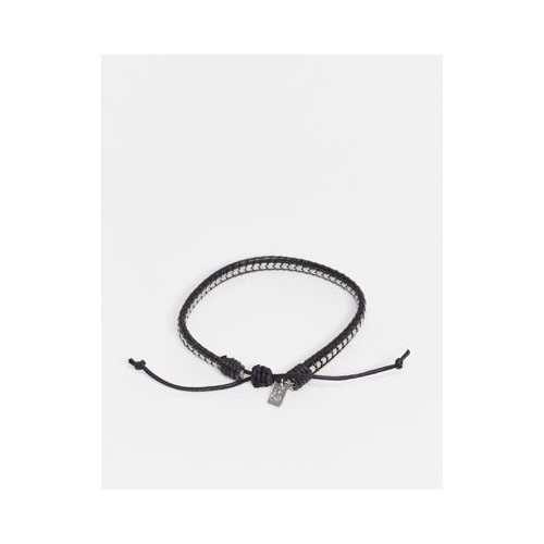 Черный браслет-цепочка со шнуром Icon Brand