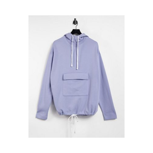 Худи фиолетового цвета в стиле oversized с карманом и завязками по краю ASOS DESIGN Голубой