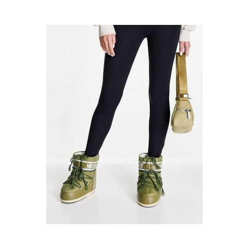 Классические низкие зимние ботинки цвета хаки Moon Boot-Зеленый