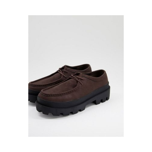 Коричневые туфли из искусственной кожи на толстой подошве со шнуровкой ASOS DESIGN-Коричневый цвет