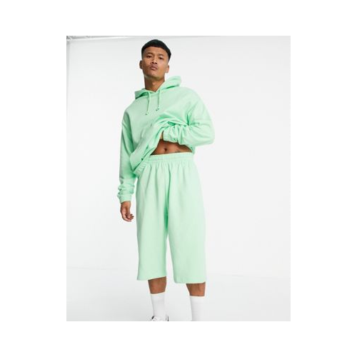 Пастельно-зеленый спортивный костюм в стиле oversized с худи и oversized-шортами ASOS DESIGN-Зеленый цвет