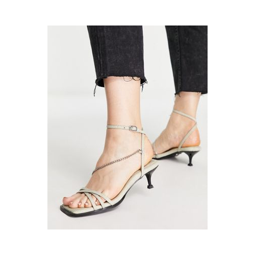 Светло-бежевые сандалии на низком каблуке с цепочками Topshop Nimble-Светло-бежевый цвет