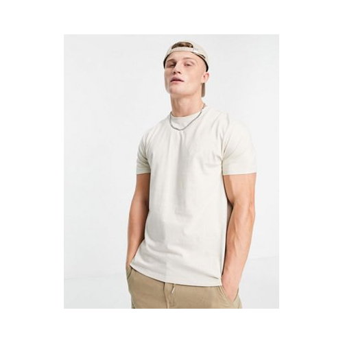 Светло-бежевая футболка с вышивкой из органического хлопка "NLM" New Look-Светло-бежевый цвет
