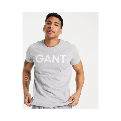 Серая футболка с логотипом на груди Gant