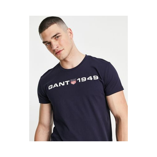 Темно-синяя футболка для дома с логотипом на груди GANT Темно-