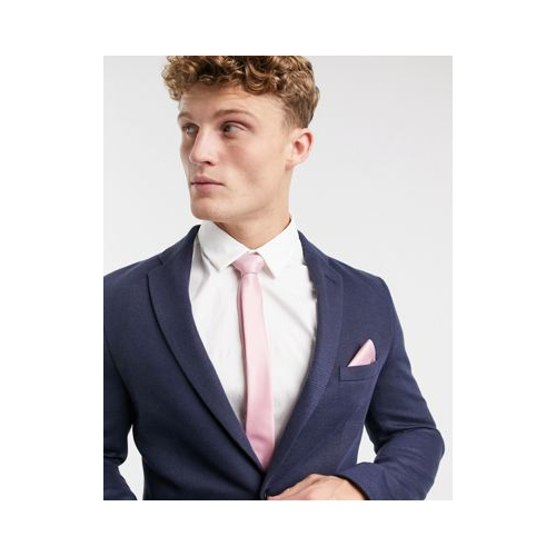 Узкий атласный галстук и платок для нагрудного кармана ASOS DESIGN Розовый