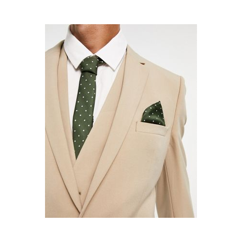 Узкий галстук и нагрудный платок зеленого цвета в белый горошек ASOS DESIGN Разноцветный