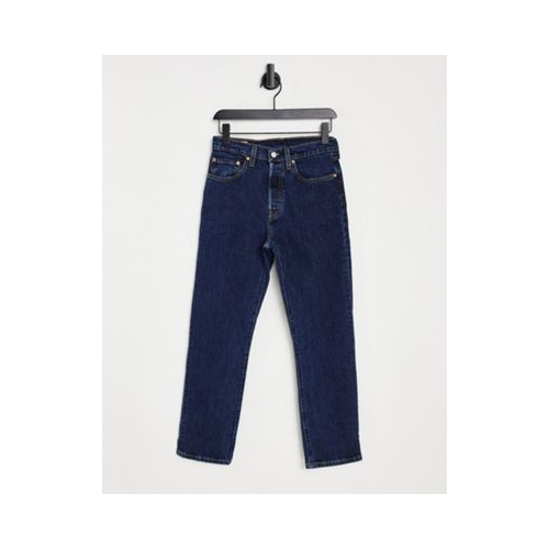 Укороченные прямые джинсы цвета индиго с завышенной талией Levi's 501 Голубой
