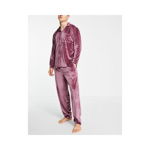 Велюровая пижама фиолетового цвета ASOS DESIGN-Фиолетовый