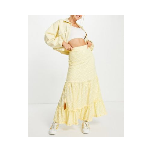 Ярусная юбка мидакси с мелким цветочным принтом от комплекта Lost Ink Желтый