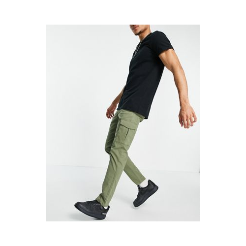Зауженные брюки карго цвета хаки из эластичной ткани Jack & Jones Premium-Зеленый