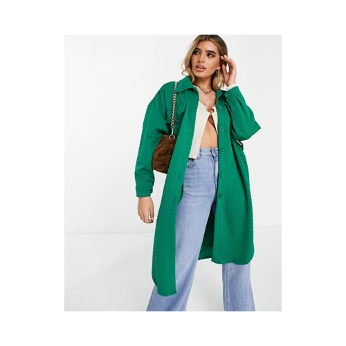 Зеленая стеганая куртка с запахом NaaNaa-Зеленый цвет