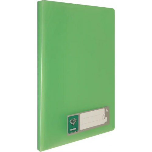 Папка с 30 прозрачными вкладышами "Бюрократ. Crystal", цвет: зеленый, A4, арт. -CR30GRN