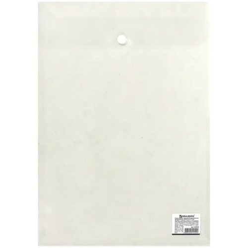 Папка-конверт с кнопкой "Brauberg", А4, цвет прозрачный