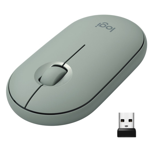 Мышь Logitech Pebble M350, оптическая, беспроводная, USB, зеленый [910-005720]
