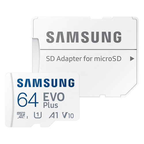 Карта памяти microSDXC UHS-I U1 Samsung EVO PLUS 64 ГБ, 130 МБ/с, Class 10, MB-MC64KA/RU, 1 шт., переходник SD