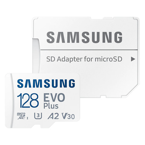 Карта памяти microSDXC UHS-I U3 Samsung EVO PLUS 128 ГБ, 130 МБ/с, Class 10, MB-MC128KA/RU, 1 шт., переходник SD