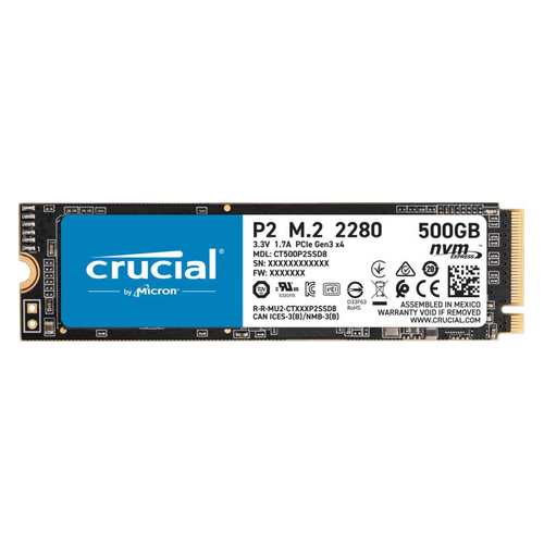 SSD накопитель Crucial P2 CT500P2SSD8 500ГБ, M.2 2280, PCI-E x4, NVMe
