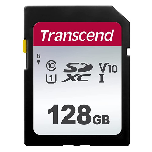 Карта памяти SDXC UHS-I U3 Transcend 128 ГБ, 100 МБ/с, Class 10, TS128GSDC300S, 1 шт