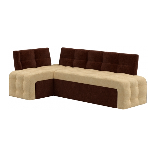 Кухонный диван Mebelico Люксор угловой микровельвет бежево-коричневый левый