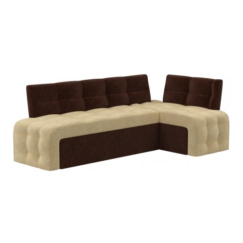 Кухонный диван Mebelico Люксор угловой микровельвет бежево-коричневый правый