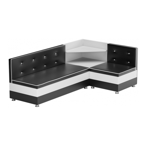 Кухонный диван Mebelico Милан угловой экокожа черно-белый правый