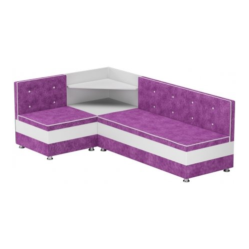 Кухонный диван Mebelico Милан угловой микровельвет фиолетовый-белый левый