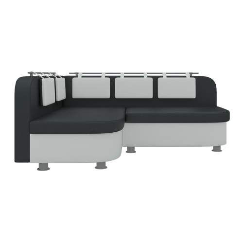 Кухонный диван Mebelico Уют-2 угловой экокожа черно-белый левый