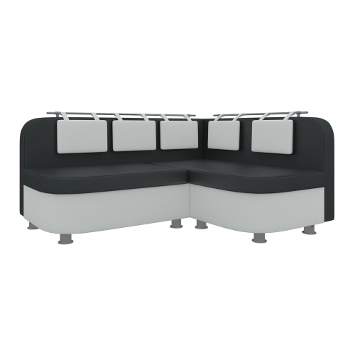 Кухонный диван Mebelico Уют-2 угловой экокожа черно-белый правый