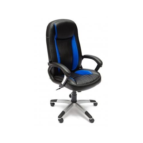 Компьютерное кресло Тетчер «Бриндиси» (Brindisi) черное / синее с серебристой крестовиной